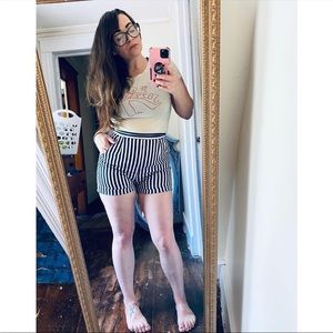 Collectif Blue and White Stripe Shorts